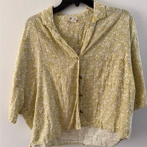 Billabong Light Green linen Floral Button-Down Shirt